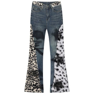 Y2K Aesthetic Patchwork Flared Jeans