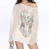 Y2K Corset Print One-Shoulder Top