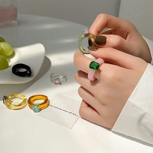 Y2K Rhinestone Chunky Ring